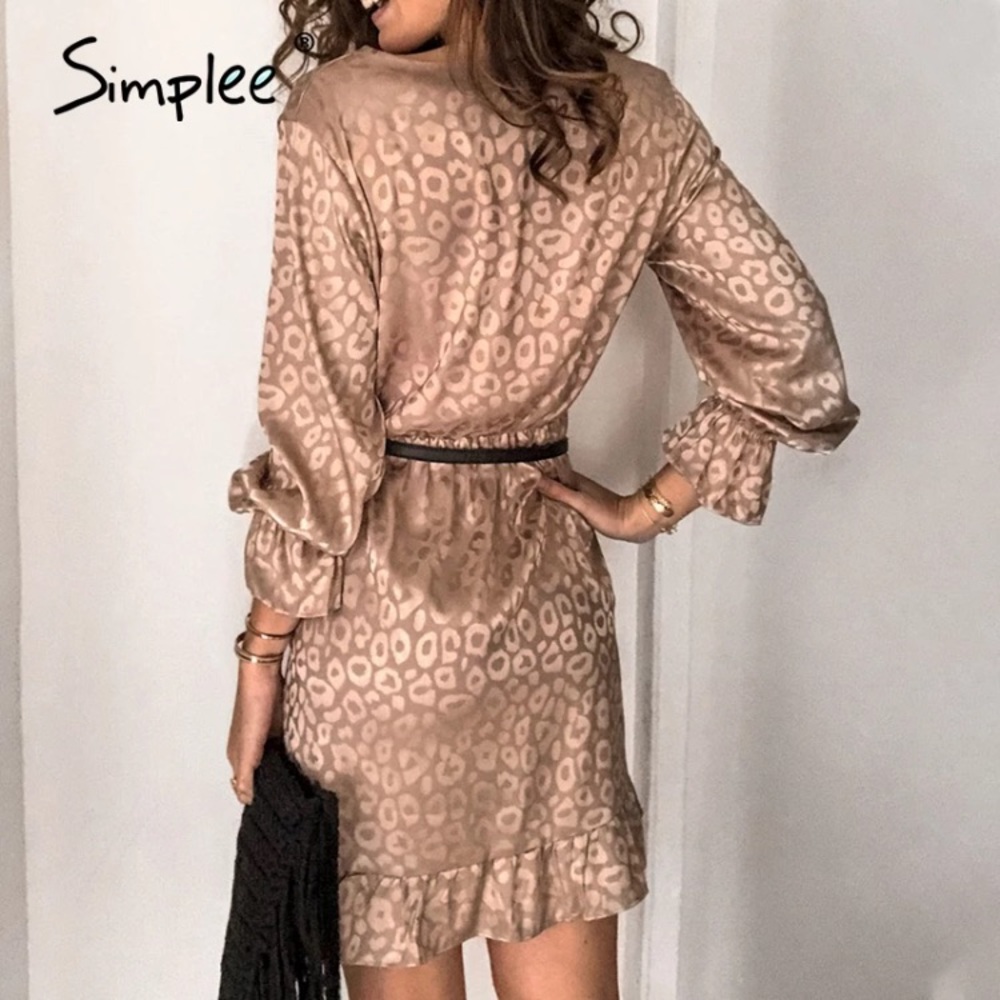 Simplee Sexy v-neck leopard print women dress - Picture 3 of 7